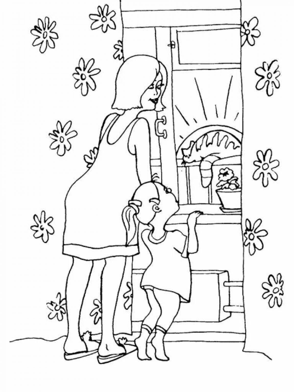 Great mommy and baby coloring book