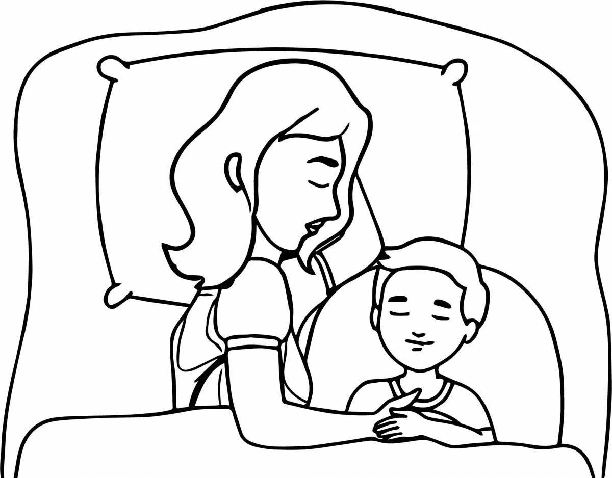 Coloring page violent mom and baby
