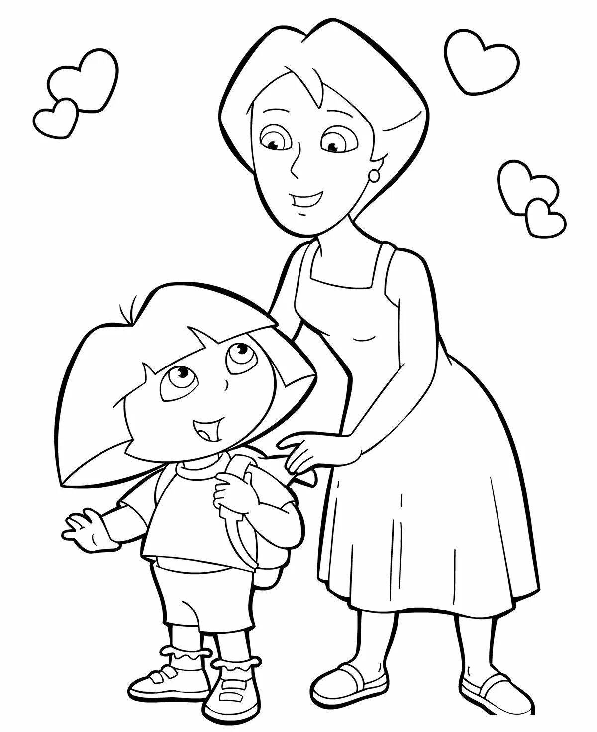 Live mom and baby coloring book