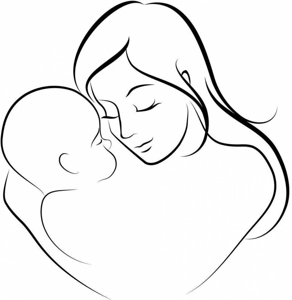 Mom and baby soulful coloring book