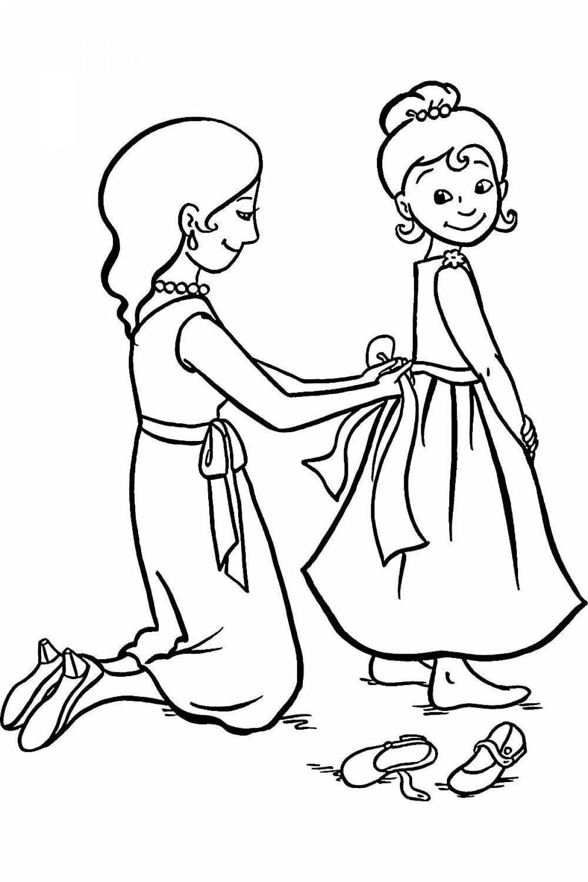 Coloring page divine mom and baby