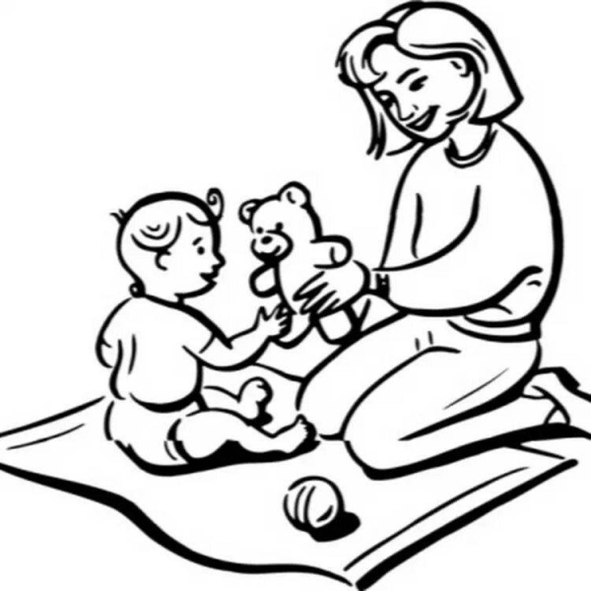 Coloring pages for mom and baby