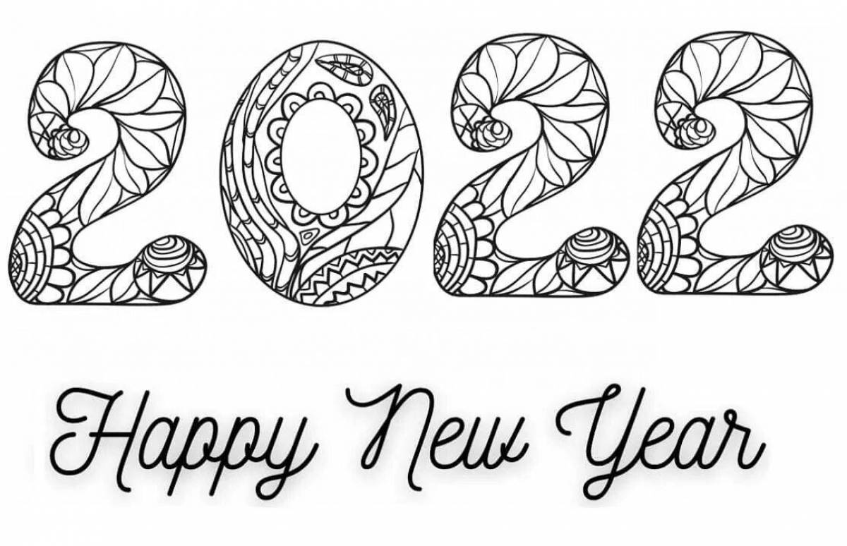 Happy new year 2023 coloring page