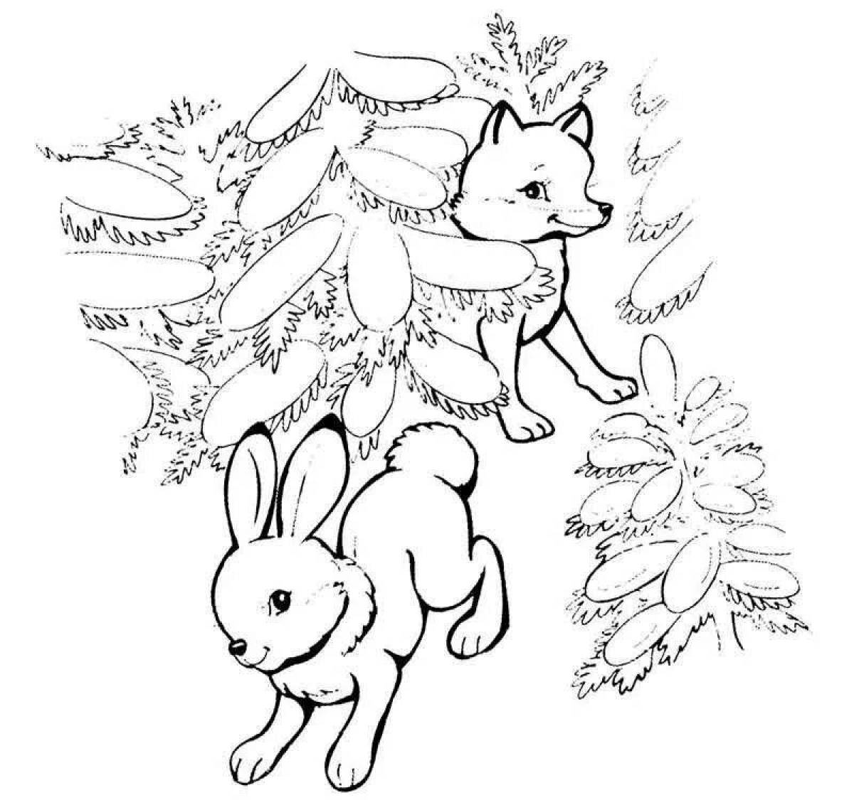 Energetic coloring pages animals in the forest