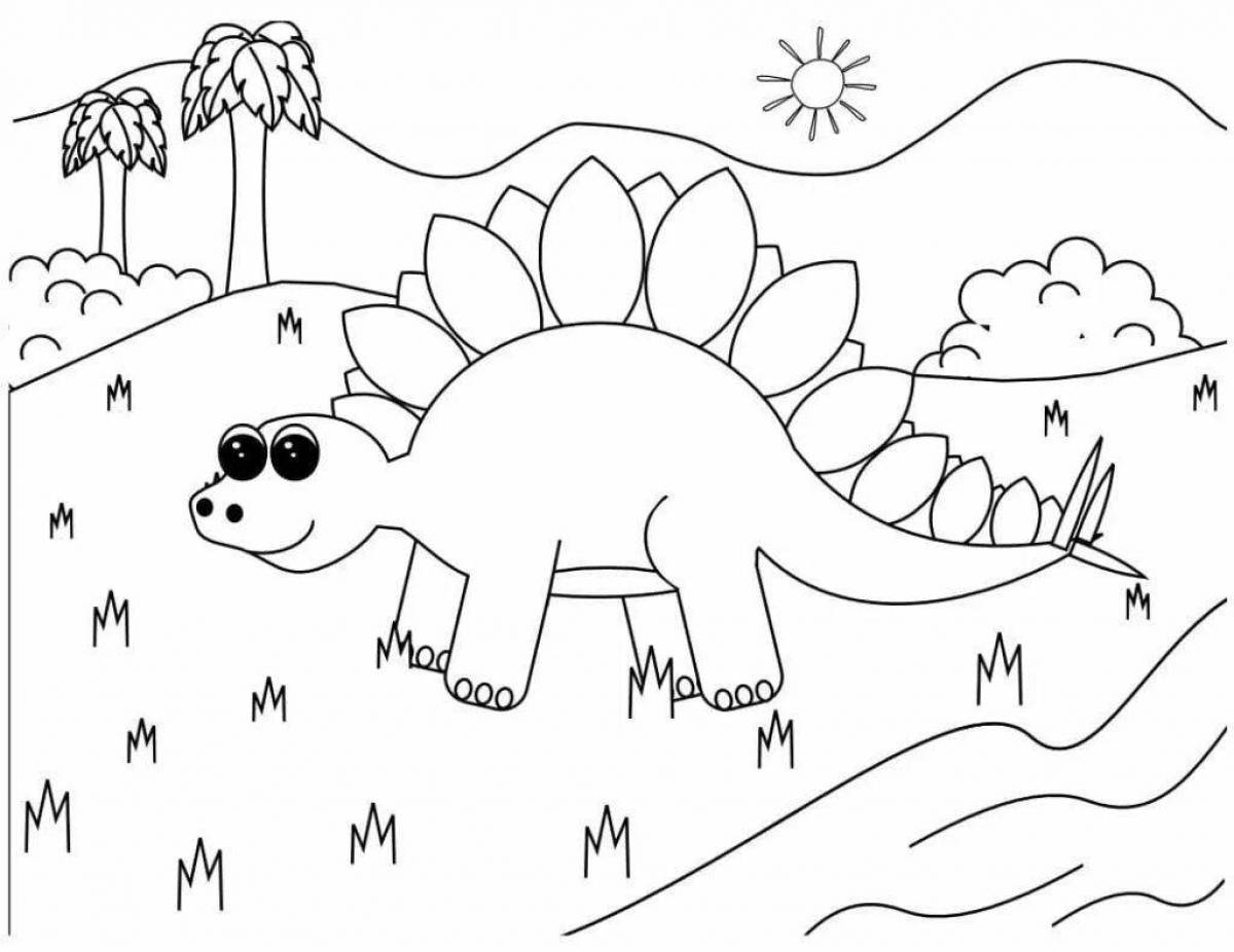 Красочная раскраска динозавров для детей