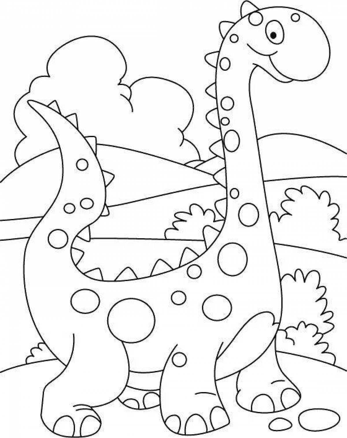 Цветная милая раскраска для детей динозавры