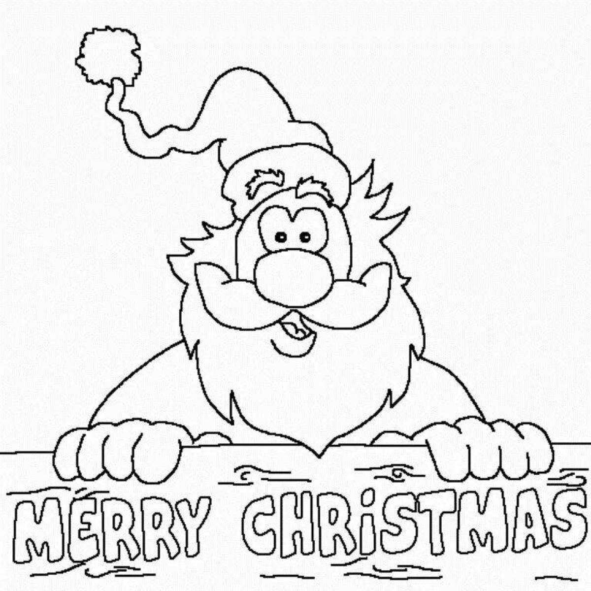 Joyful coloring card merry christmas