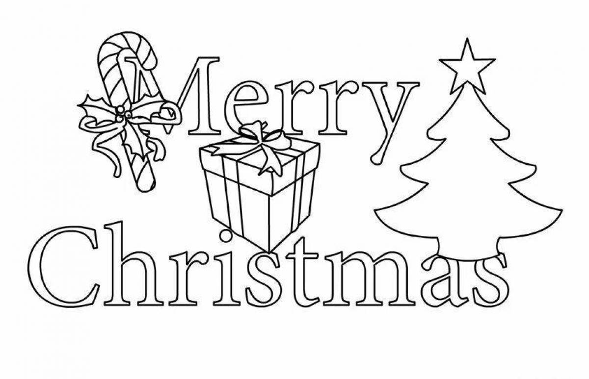 Colorful coloring card Merry Christmas
