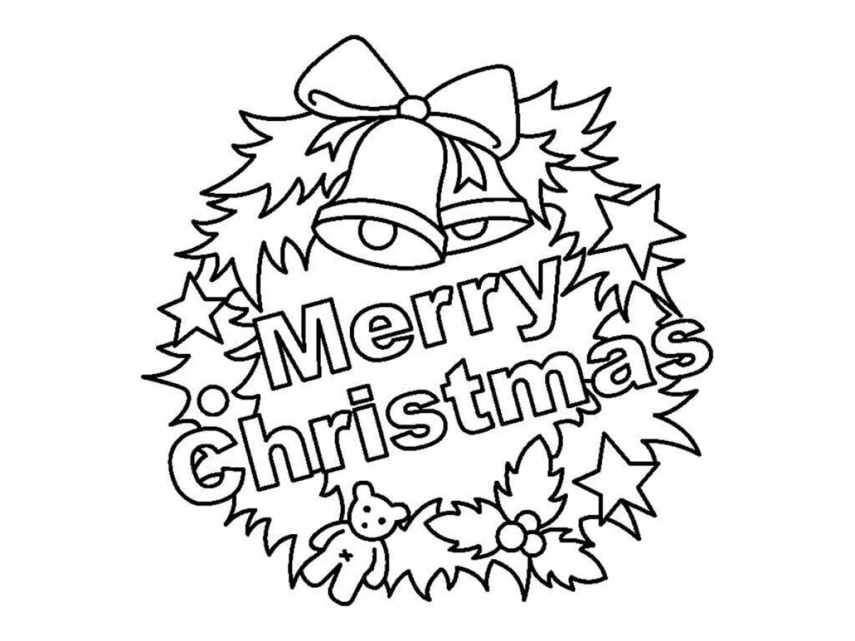 Glitter coloring card merry christmas