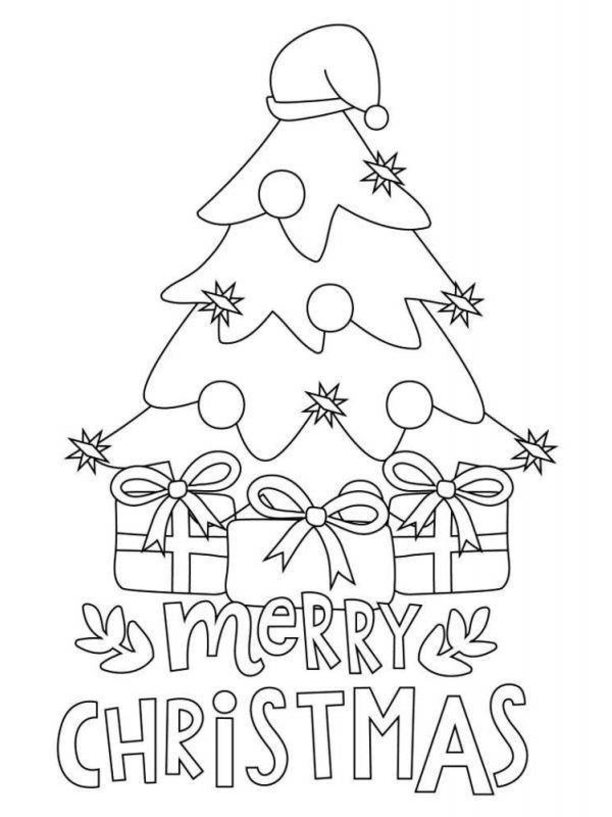 Sparkling coloring card merry christmas