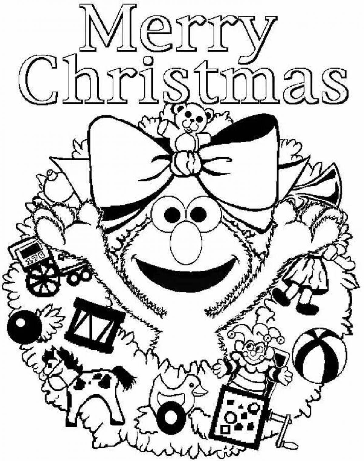 Shining coloring card merry christmas