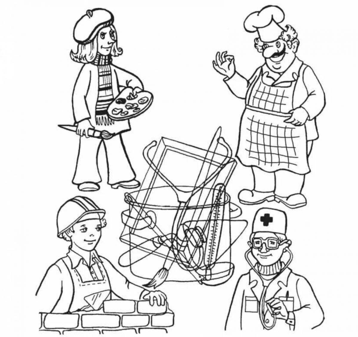 Funny coloring pages of professions middle group
