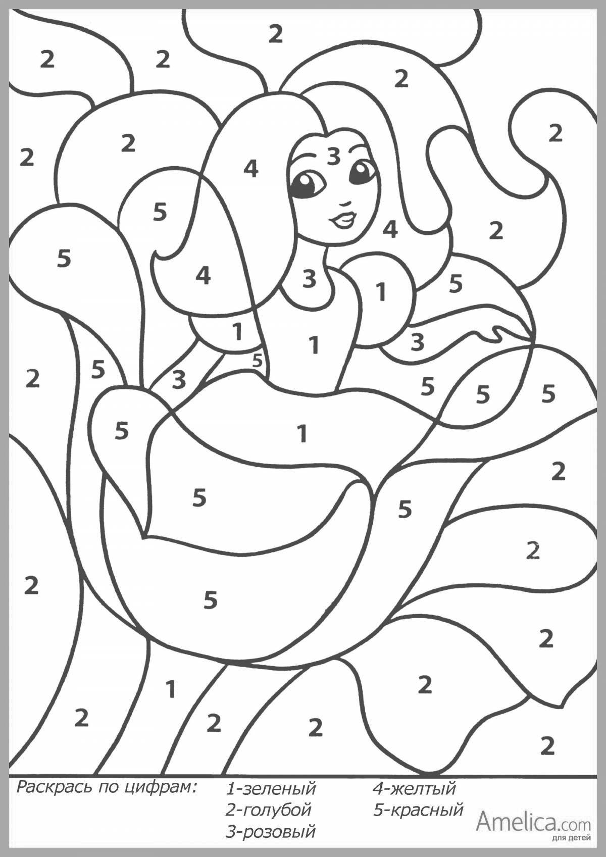 Colourful children's coloring by numbers