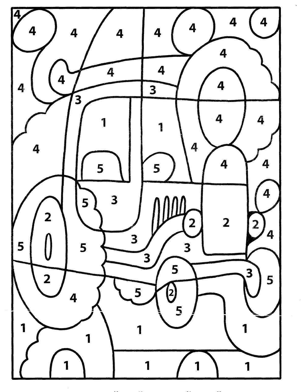 Attractive children's coloring by numbers