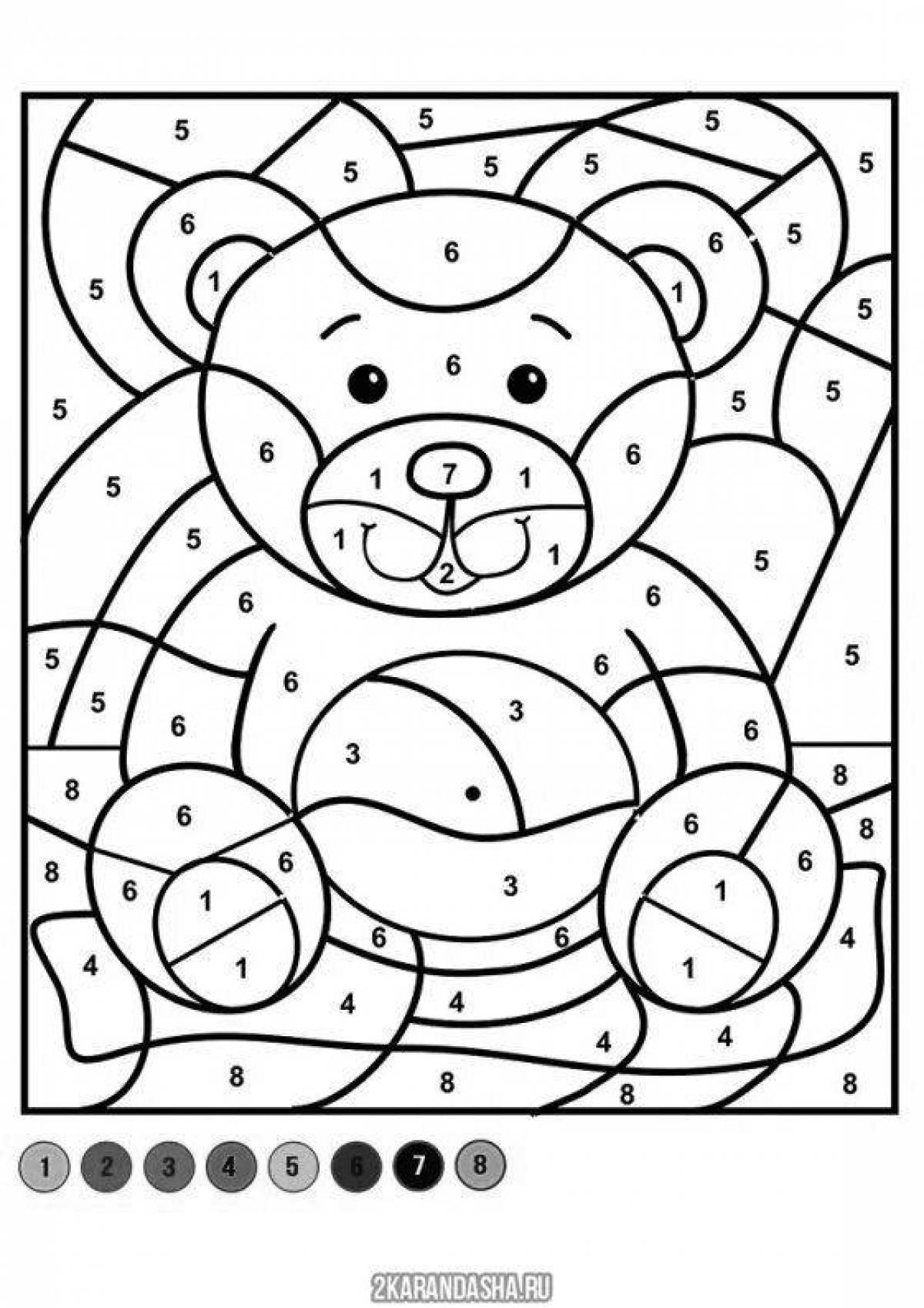 Colored children's coloring by numbers