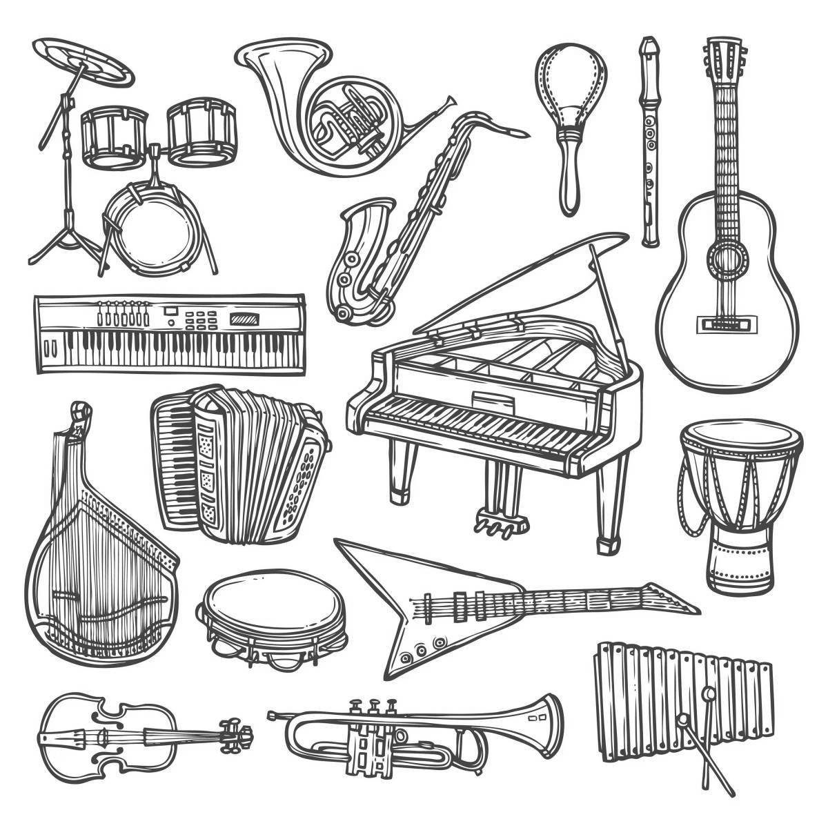 Amazing coloring of folk musical instruments