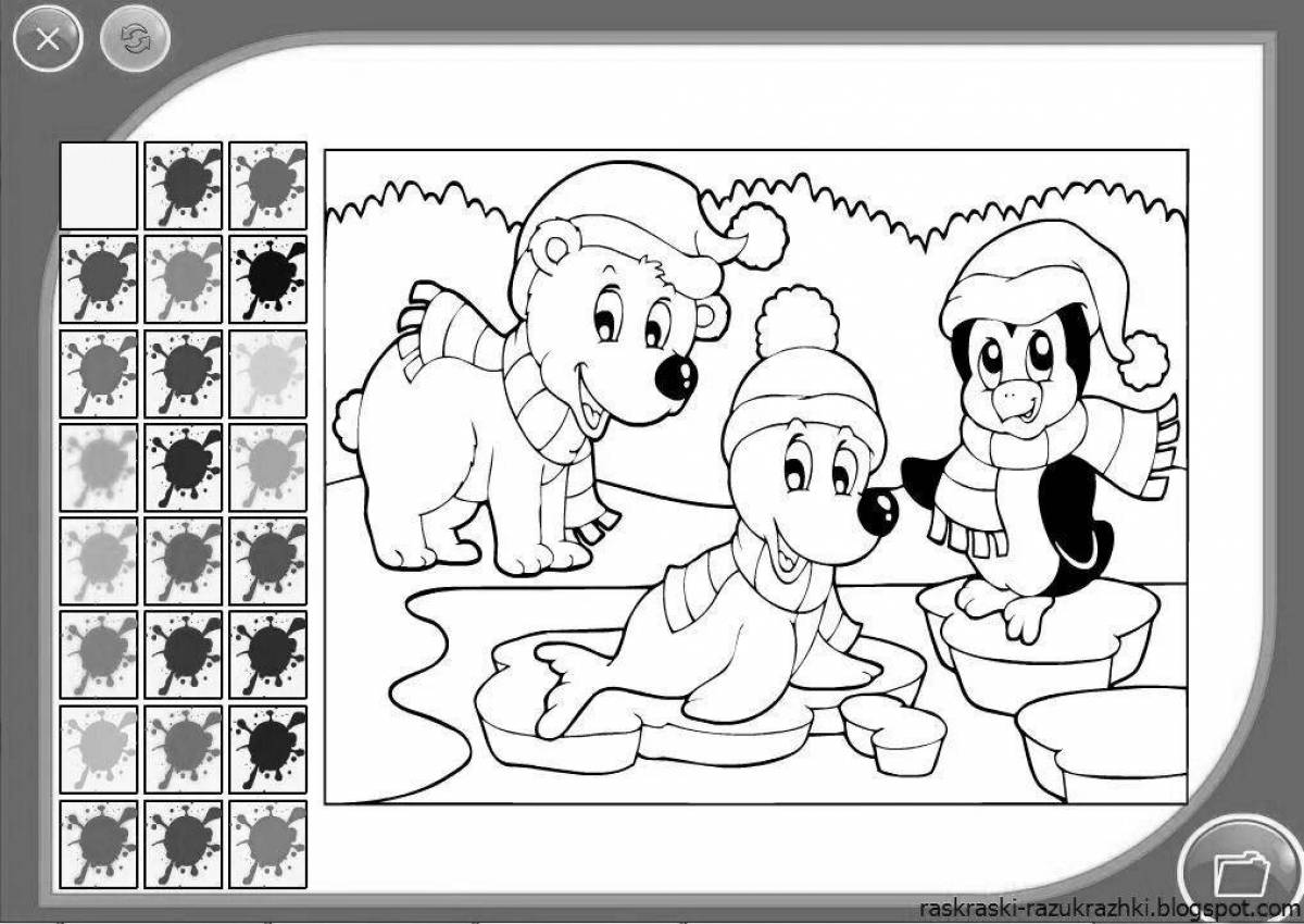 Fun coloring book for kids, interactive