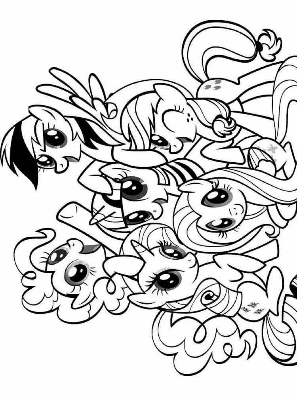 Animated pony coloring all ponies