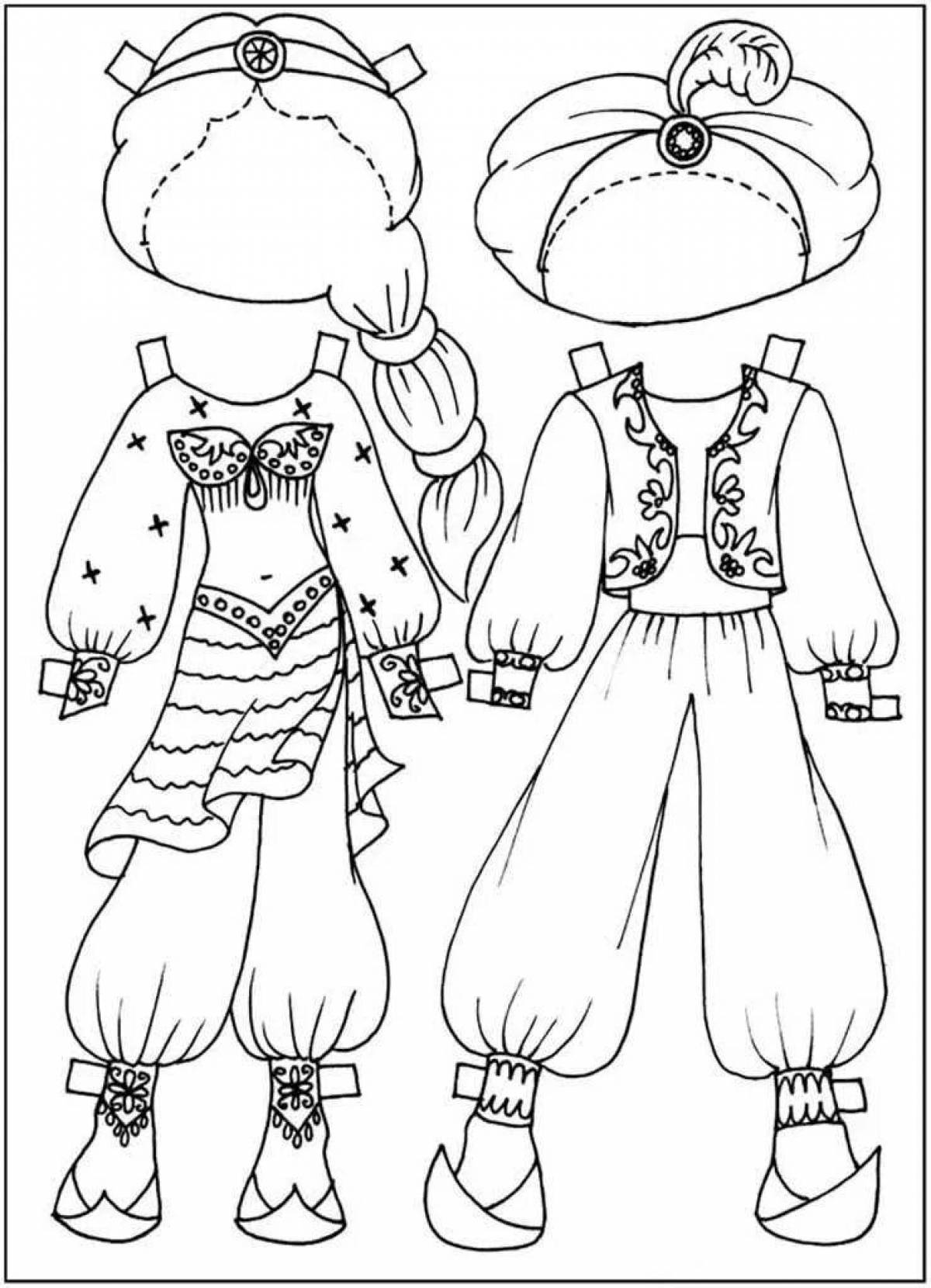 Fancy costume coloring pages for kids