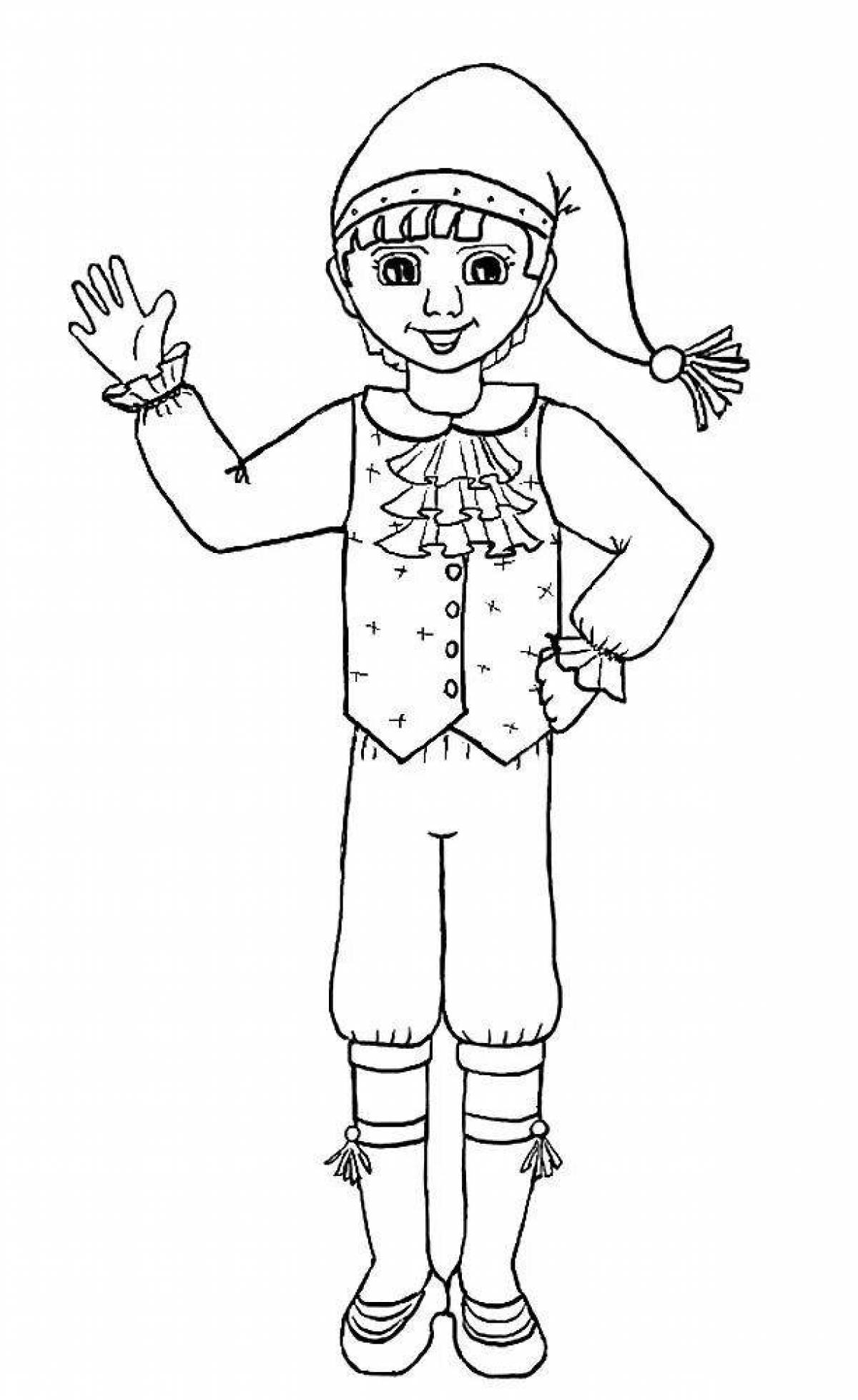 Coloring page for a festive costume for children