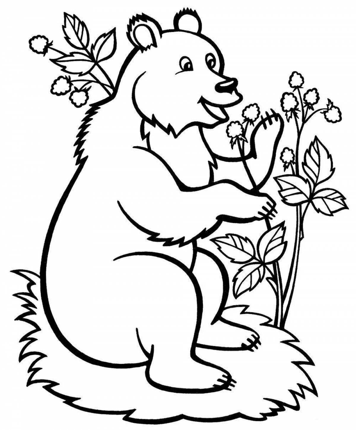 Coloring page adorable bear in the forest