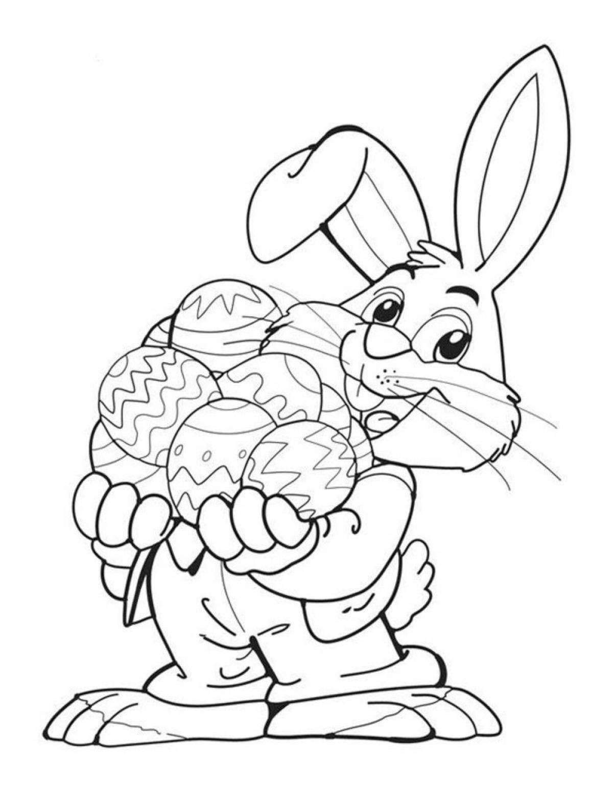 Раскраска на Пасху для детей с кроликом