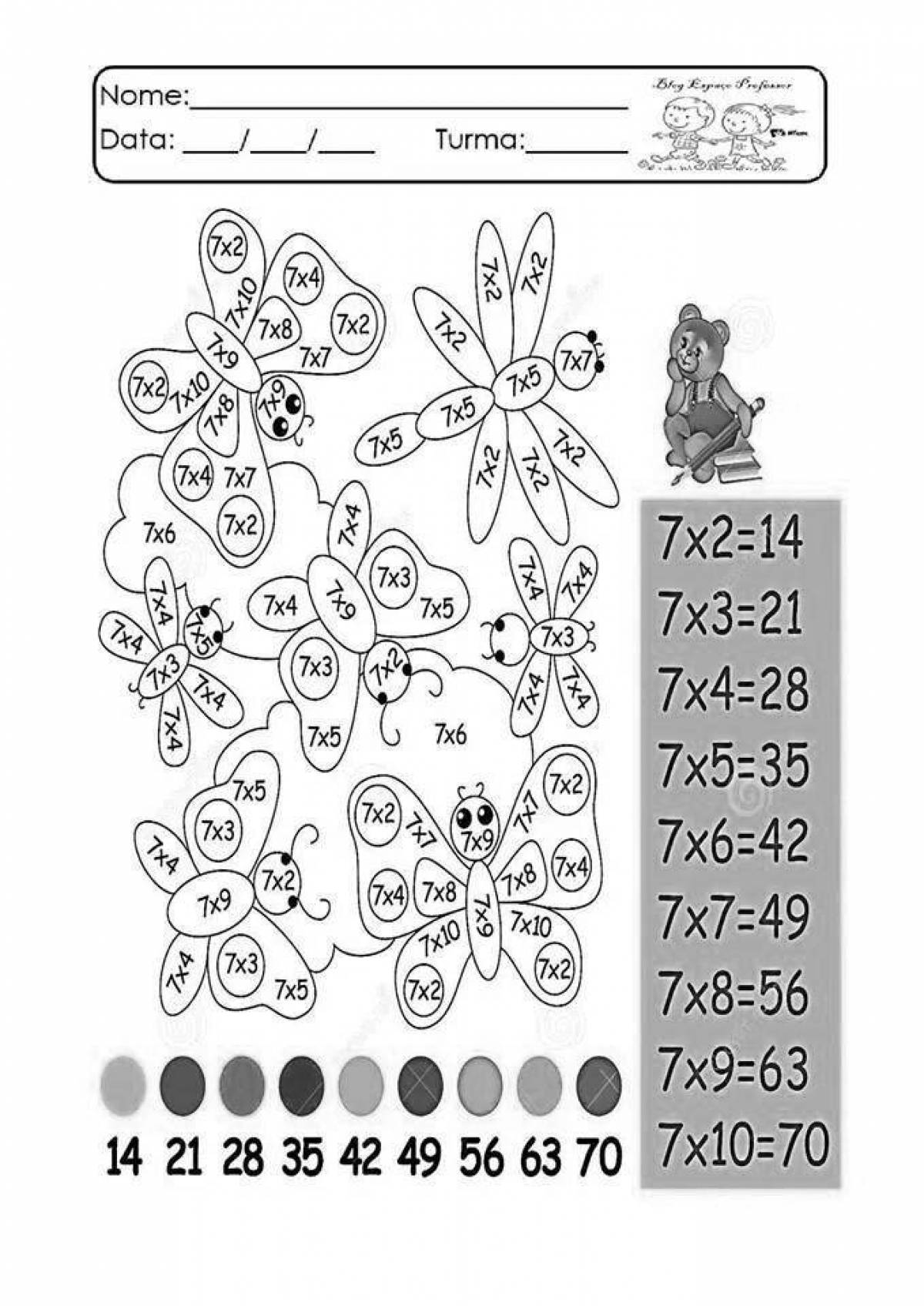 Playful multiplication table for 4