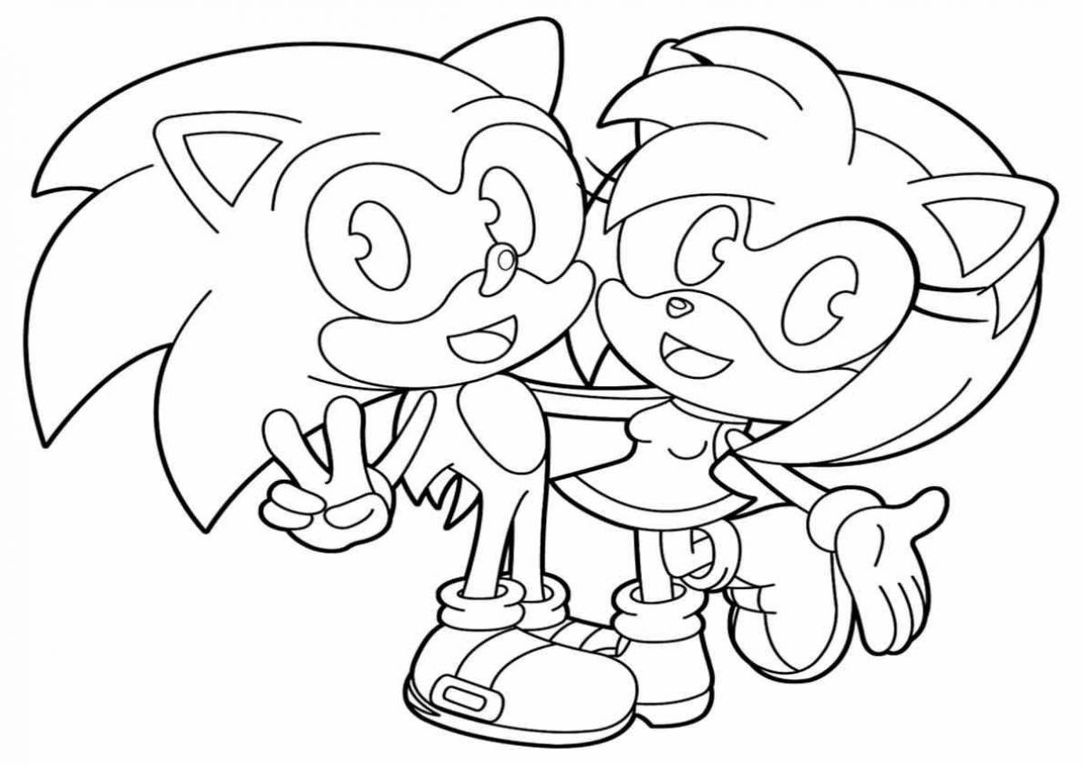 Joyful coloring sonic and amy rose