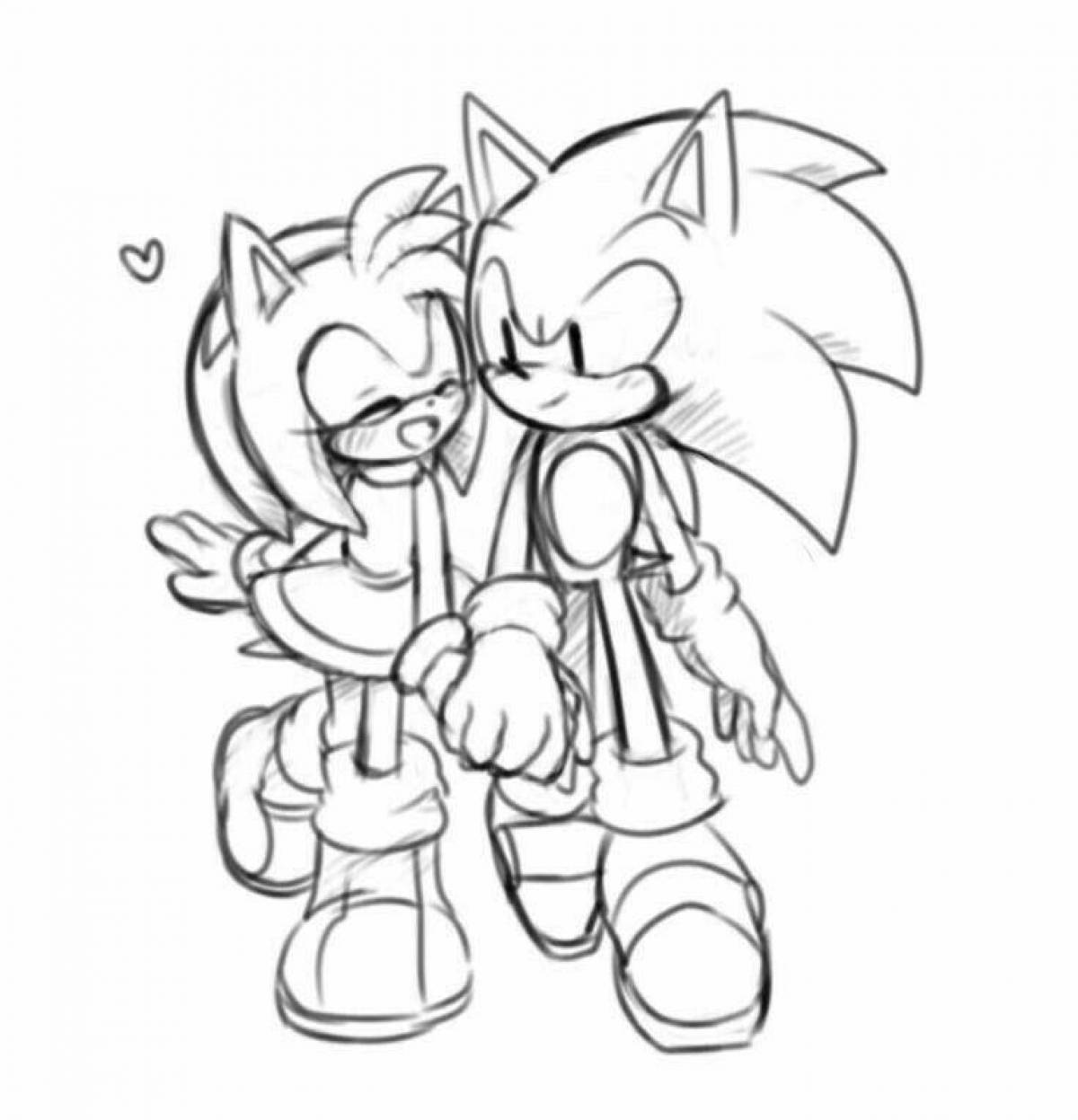 Animated sonic and amy rose coloring book