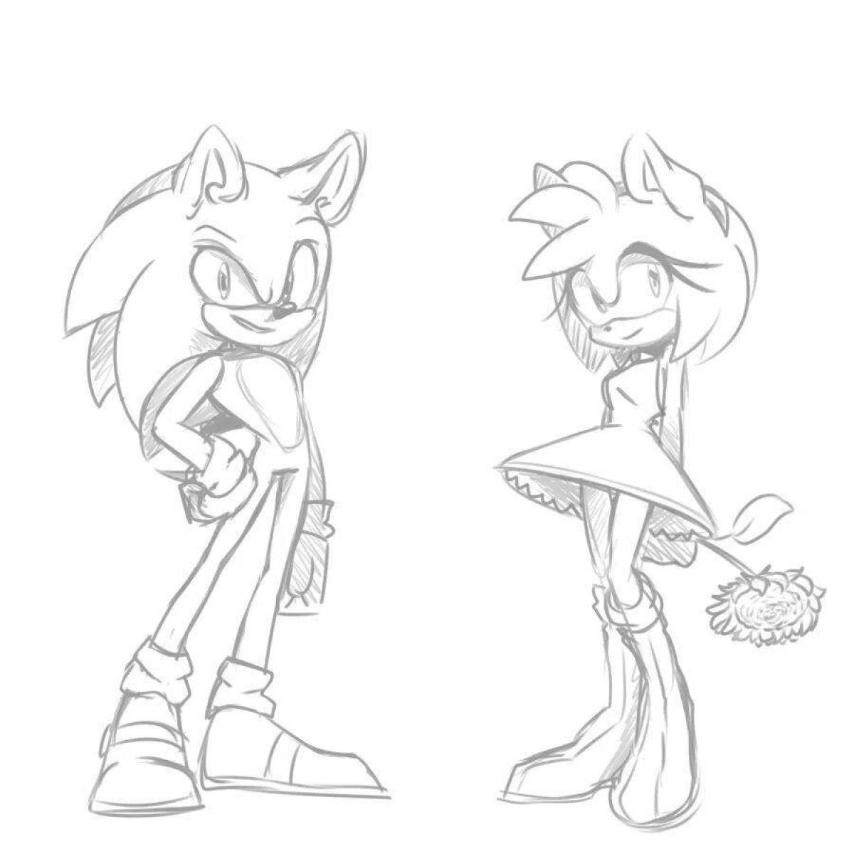 Sparkling coloring sonic and amy rose