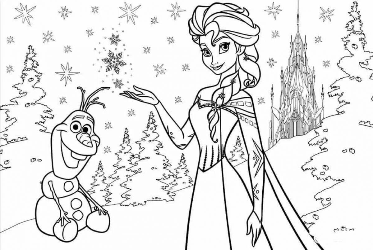Delightful coloring anna olaf and elsa