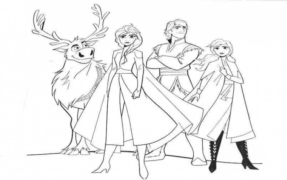 Dazzling coloring anna olaf and elsa