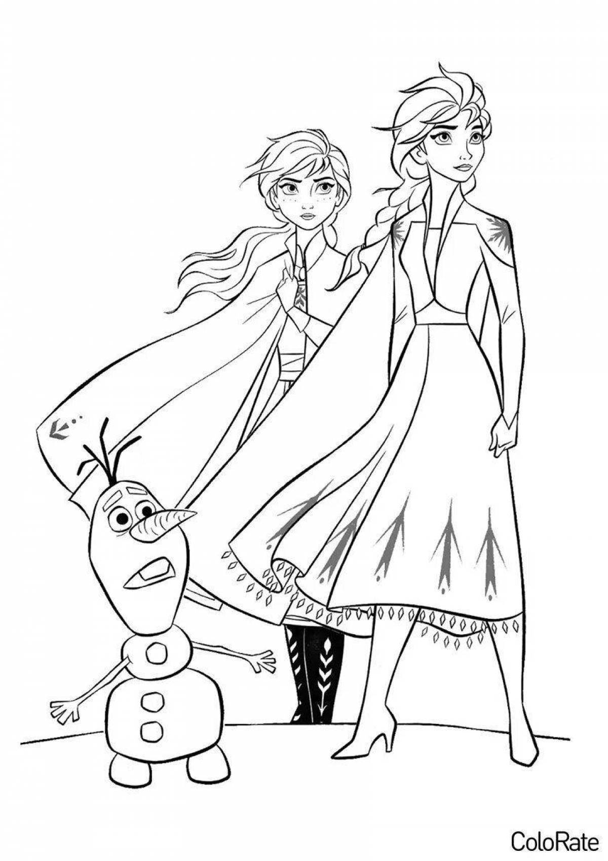 Playful coloring anna olaf and elsa