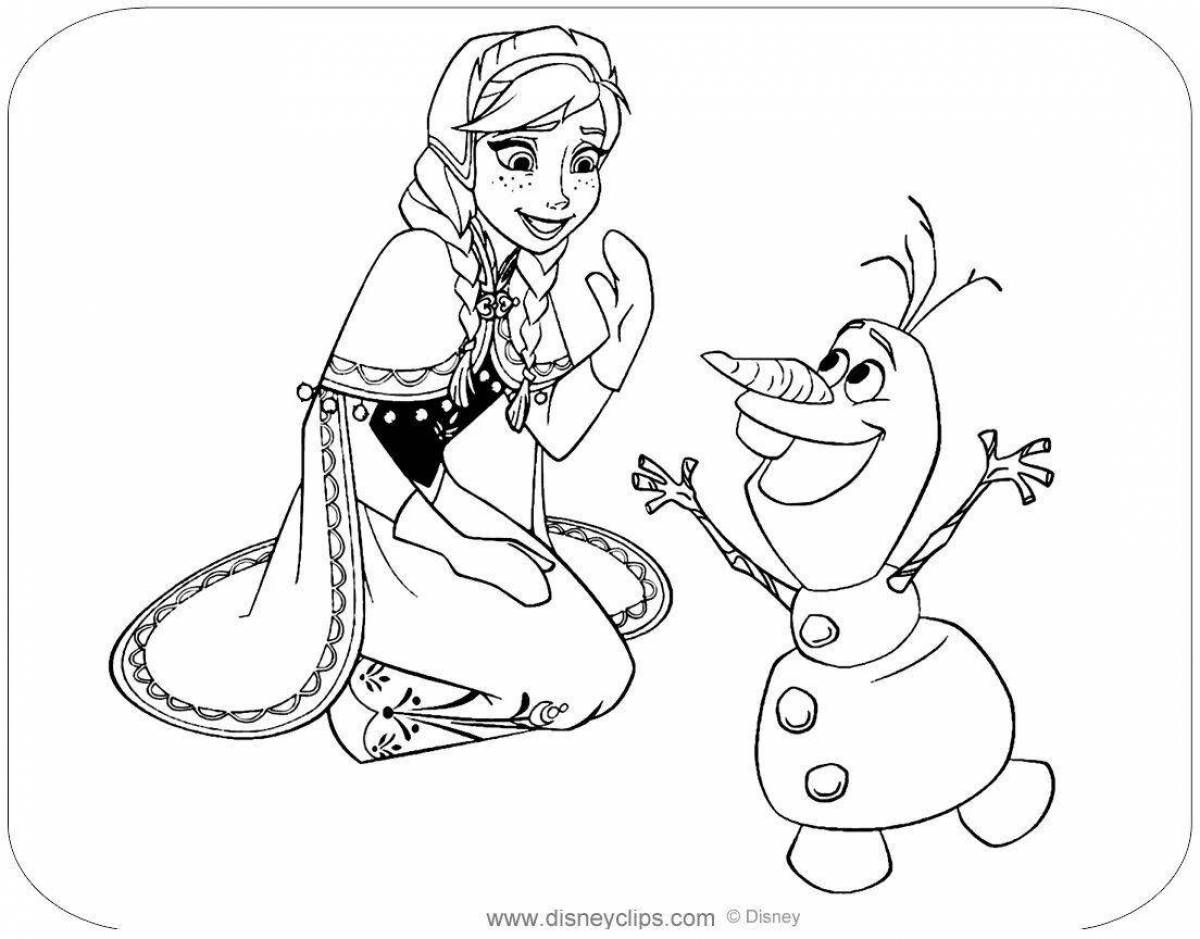 Serene coloring page anna olaf and elsa