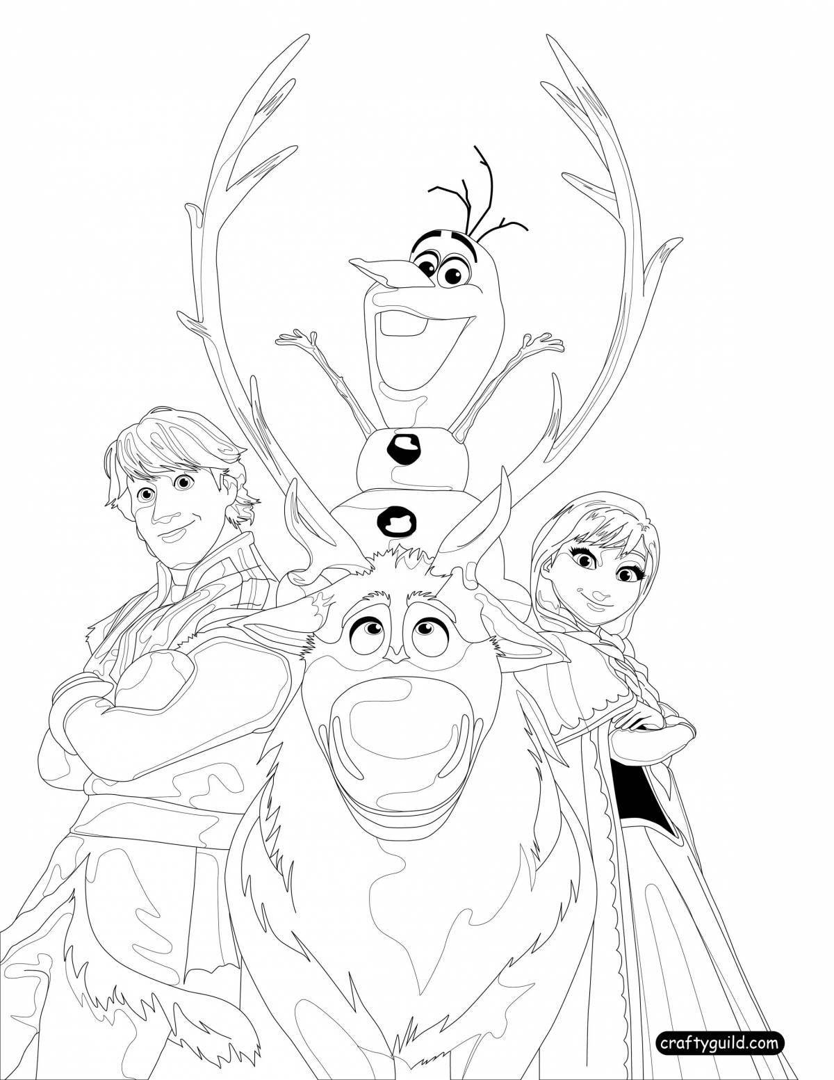 Sublime coloring page anna olaf and elsa