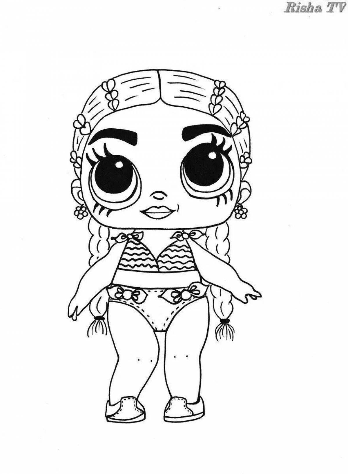 Charming coloring lol doll in swimsuit