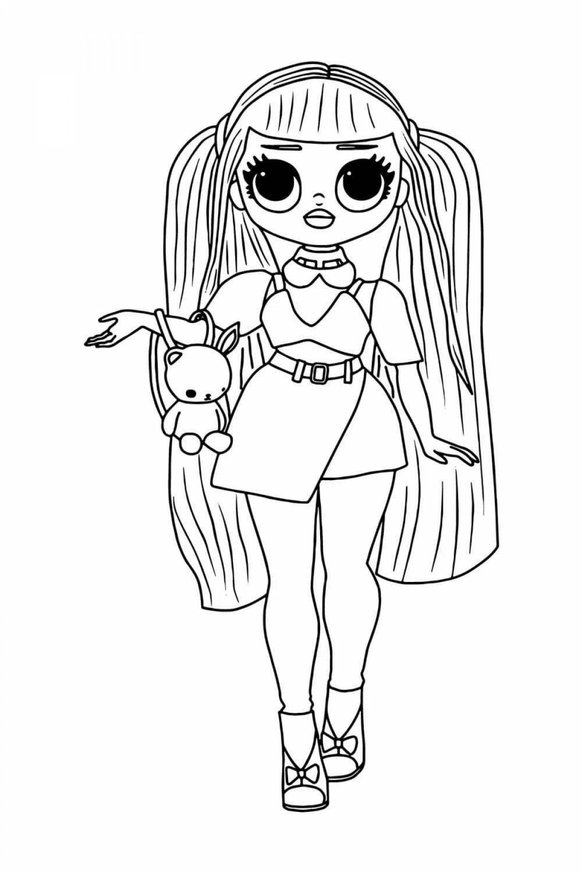 Radiant coloring page lol doll in swimsuit