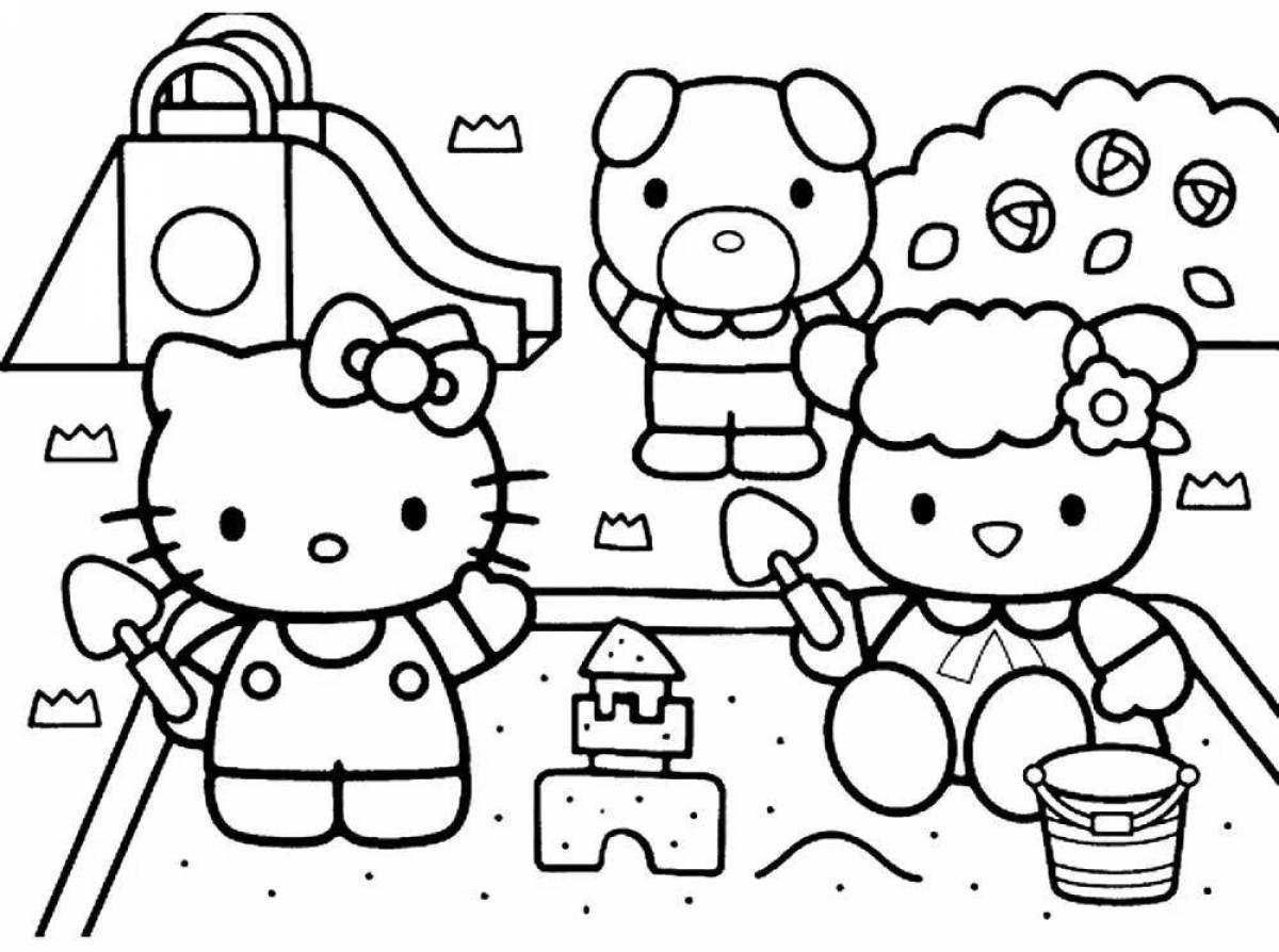 Joyful coloring hello kitty and friends