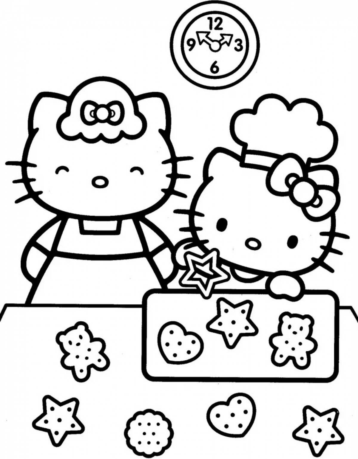 Happy coloring hello kitty and her friends