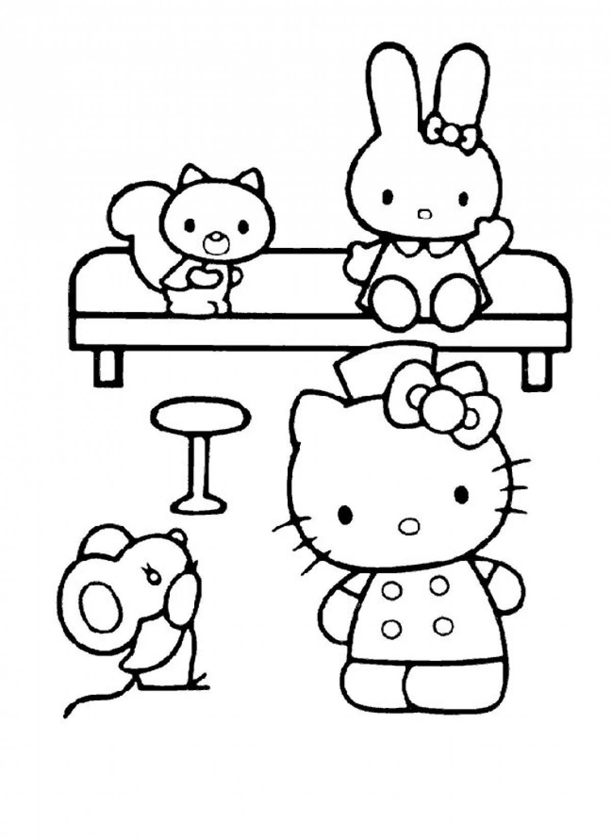 Coloring sun hello kitty and her friends