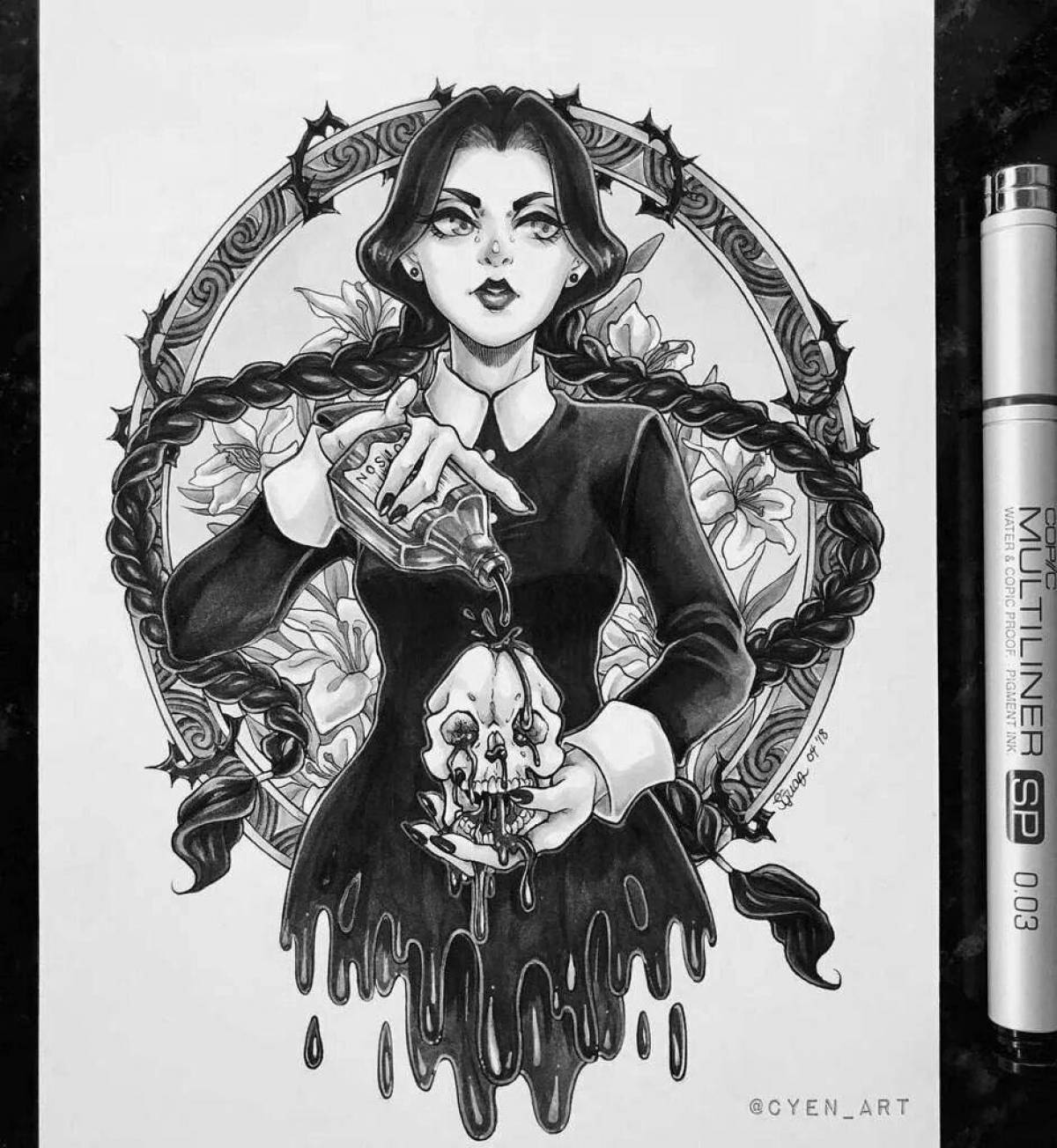 2022 Addams Gorgeous Wednesday coloring page