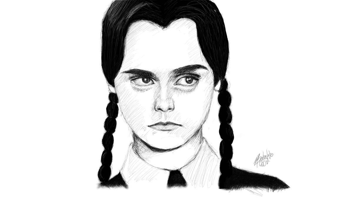 Vibrant wednesday addams coloring page from 2022 series