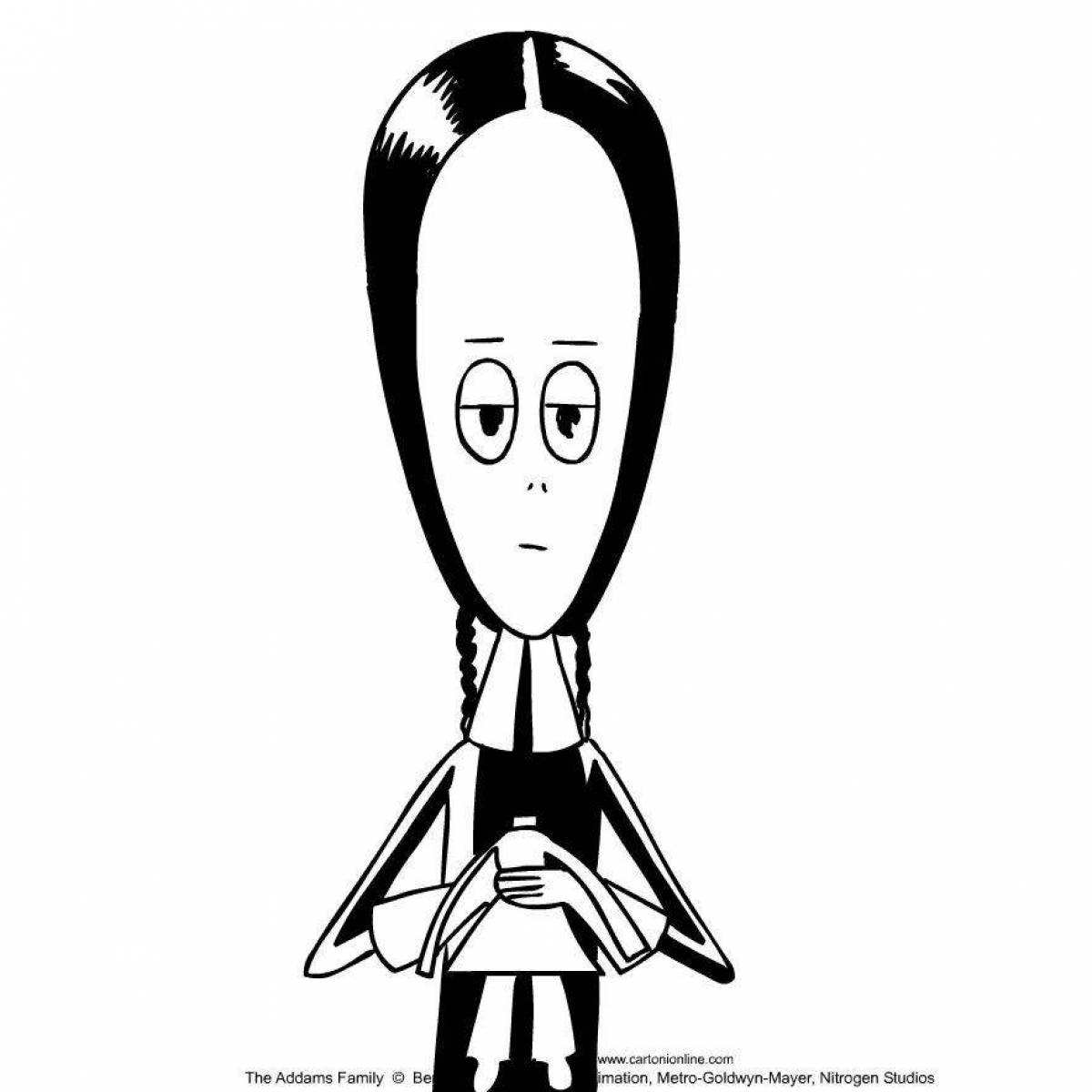 2022 Shiny Wednesday Addams Coloring Page