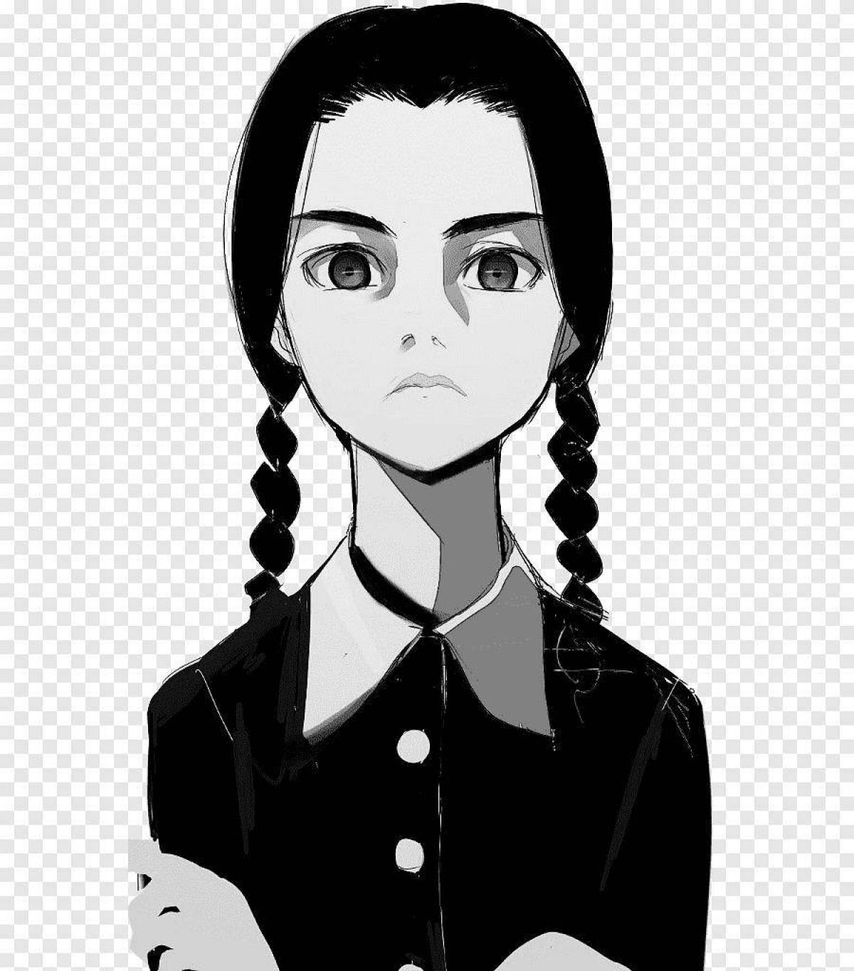 Vivacious wednesday addams coloring page from 2022 series