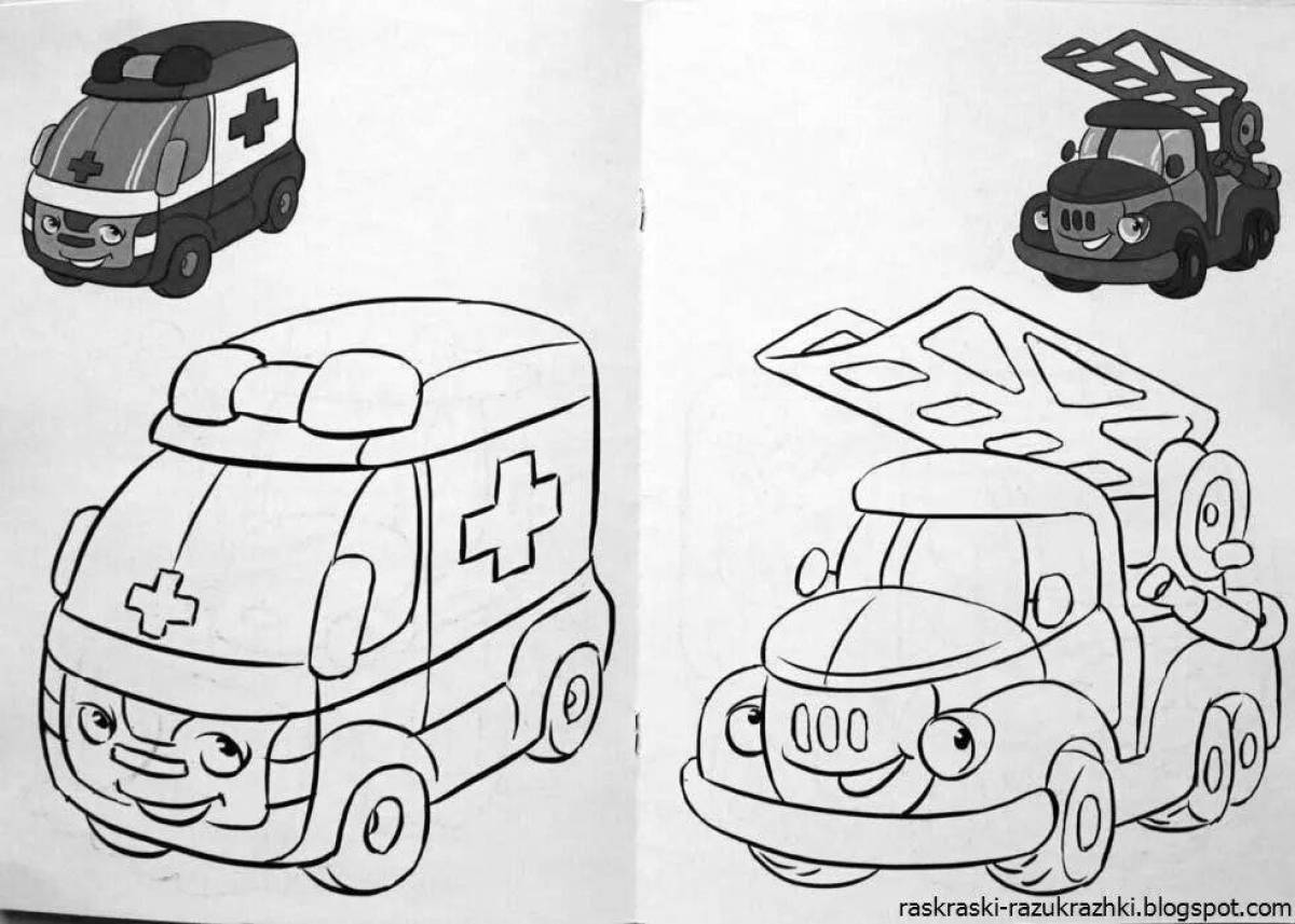 Coloring page adorable cars for 5 year olds