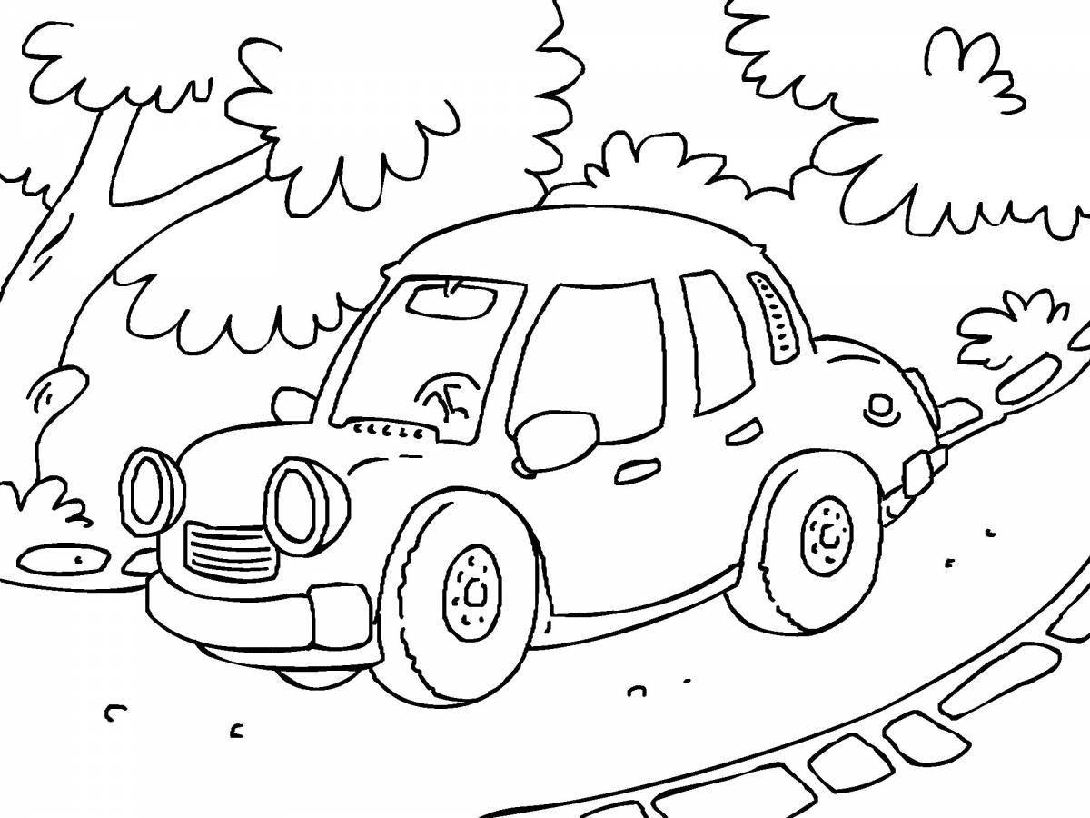 Colored dynamic cars coloring book for 5 year olds