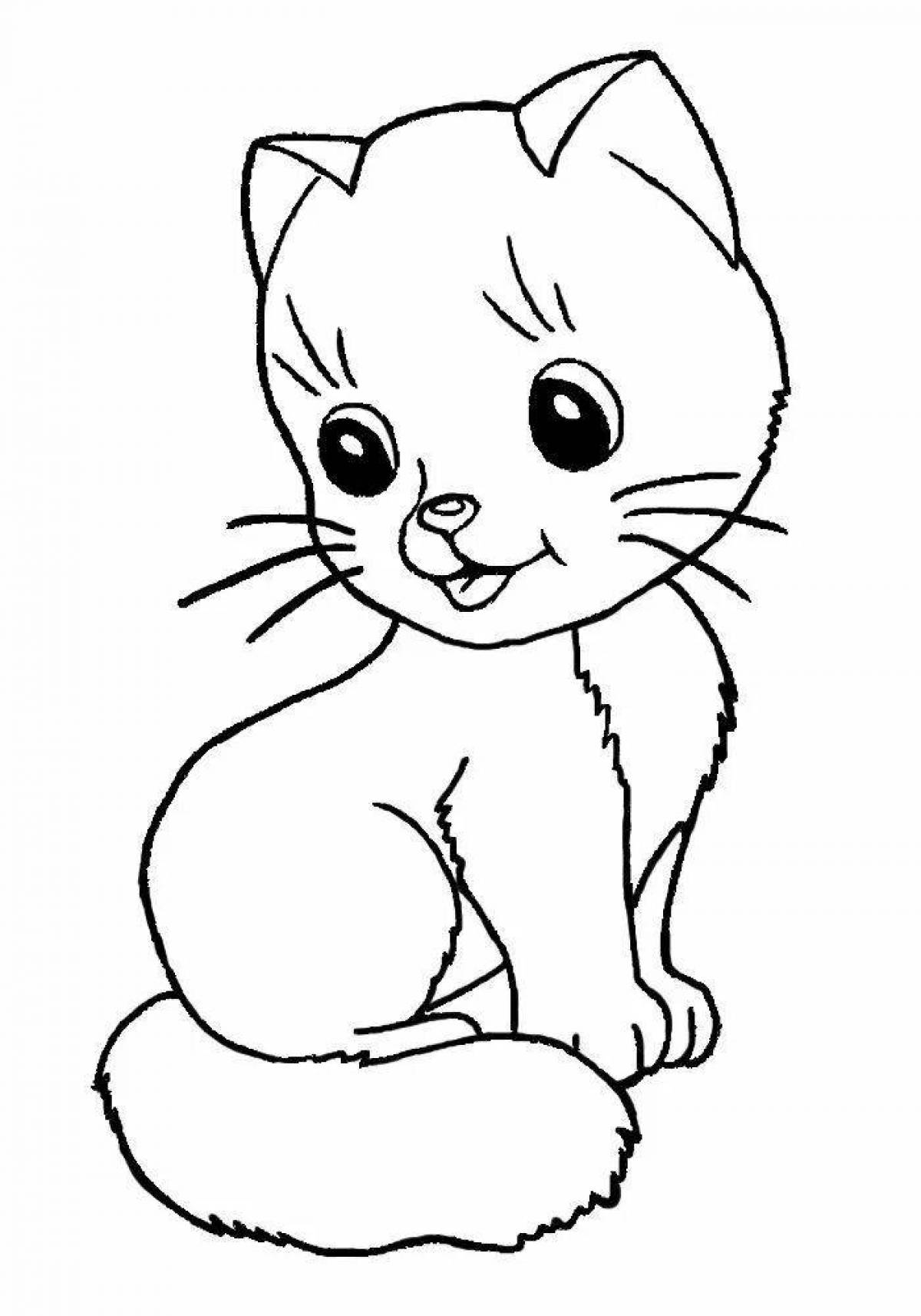 Coloring book playful 7 year old kitten