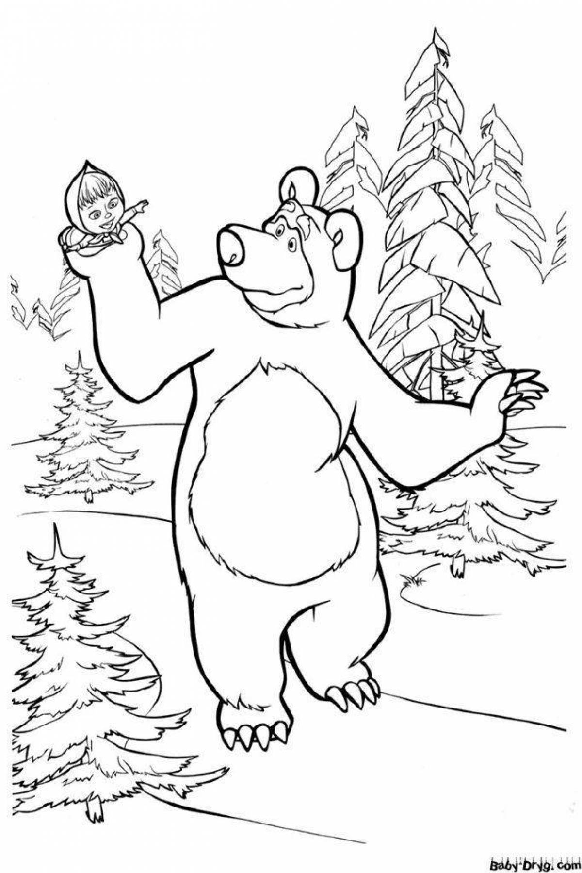 Adorable teddy bear-masha and bear coloring book