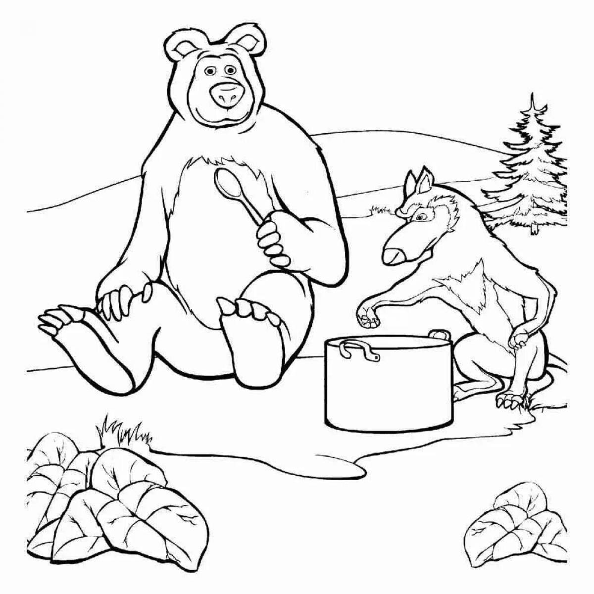 Coloring page wild bear from masha and bear