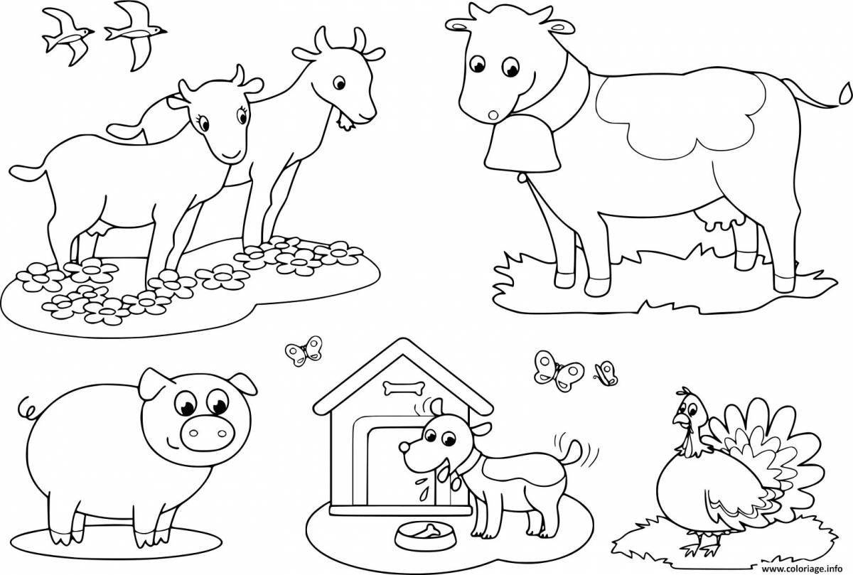 Игривая раскраска для детей 5 лет домашние животные